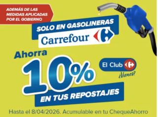 Ahorra un 10% en Gasolineras Carrefour por tiempo limitado