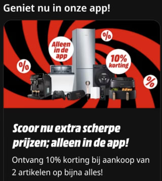 10% korting op bijna alles (min. 2 artikelen) bij MediaMarkt