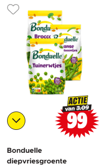 Alle Bonduelle diepvriesgroente voor €0,98 bij Dirk