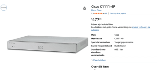 Cisco Integrated Services Router 1111 4-poorts switch voor €477,36 bij Amazon