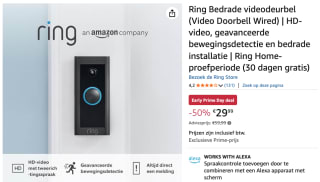 Ring Video Doorbell Bekabeld voor €29,99 bij Amazon