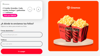 2 Combos Grandes de Cinemex por $180 en Red Pass
