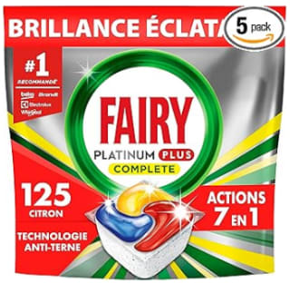 Tablettes Lave-vaisselle Fairy Platinum Plus Tout-en-1 - 125 Tablettes à 19,14€