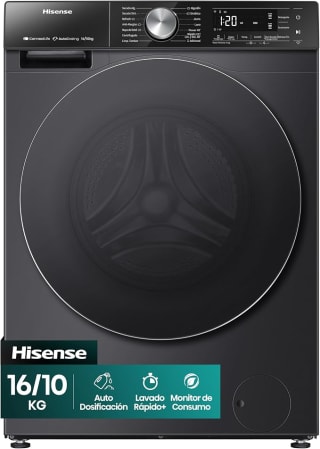 Hisense Lavadora y secadora WD5S1645BB (16 kg) por $10,749 en Amazon