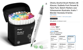 Ohuhu Alcohol Brush Markers 48 Kleuren, voor €35,73 bij Amazon
