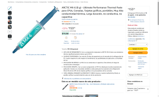 Pasta Térmica ARCTIC MX-6 8g por $153 | Oferta Amazon