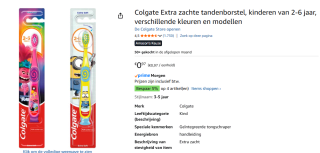 Colgate Extra zachte tandenborstel, voor kinderen van 2-6 jaar voor €0,97