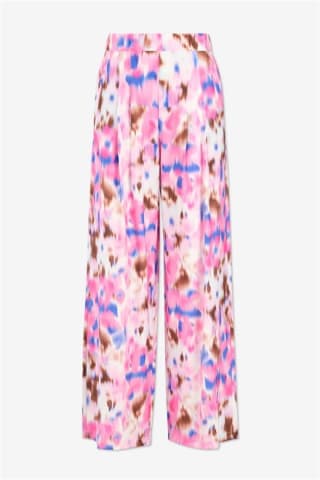 Fuchsia/blauw/bruin wijde broek met blurred print voor €12 bij Bel&Bo
