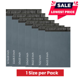 GREY Mailing Postage Bags 10x14" – Strong Self-Seal Poly Mailing Bags (Pack of 200)