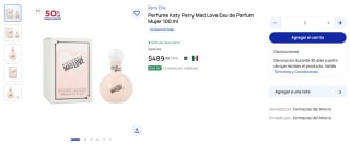 Perfume Katy Perry Mad Love 100ml por $489 | Farmacias del Ahorro