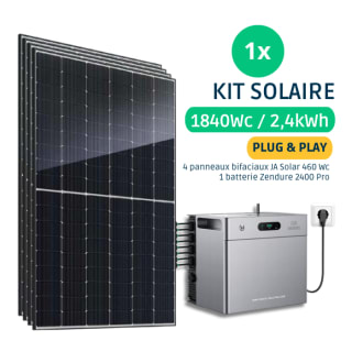 Kit Solaire Plug and Play 1840 Wc avec Batterie 2,4kWh Zendure à 1077€