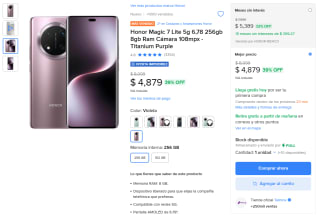 Honor Magic 7 Lite 256GB por $4,150 | Mercado Libre (Santander MSI)