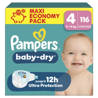 Couches Bébé 9-14kg Taille 4 Baby Dry PAMPERS pour 35,90€