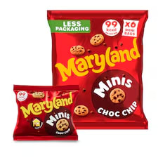 Maryland Minis Chocolate Chip 6 mini bags 118.8g for £0.75 at Tesco