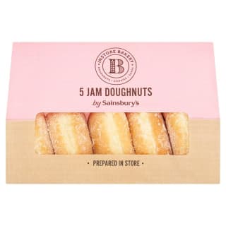 Sainsbury's Instore Bakery Jam / Vanilla Custard / Sugared Ring Doughnuts x5 - Nectar