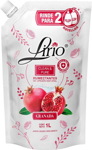 Jabón Líquido Lirio Clean & Pure Granada 1L por $39 | Amazon