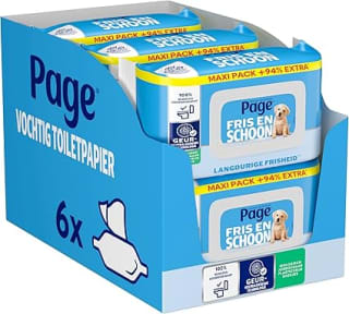 Page® vochtig toiletpapier - Fris en Schoon 6 x 74 stuks voor €9,69 bij Amazon