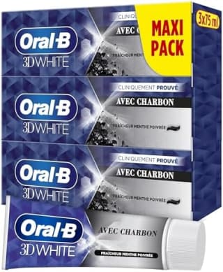Oral-B Dentifrice Charbon 3D White (3 x 75 ml) pour 3,63€ chez Amazon