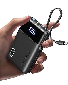 INIU 20000mAh 45W Fast Charging Power Bank, Integrated Cable & Digital Display -
