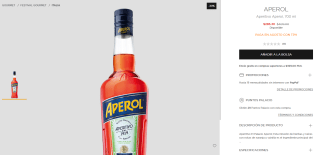 Aperitivo Aperol 700ml por $286 | El Palacio de Hierro