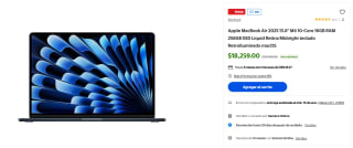 MacBook Air 2025 16GB 256GB Midnight por $18,259 | Walmart