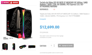 Tarjeta XFX RX 9070 XT MERCURY OC Edition por $12,699 | DDTech