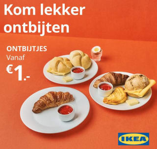 IKEA-ontbijt voor €1, €2 of €3 bij IKEA