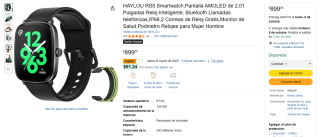 Smartwatch HAYLOU RS5 2,01" AMOLED en $499 | Oferta Amazon
