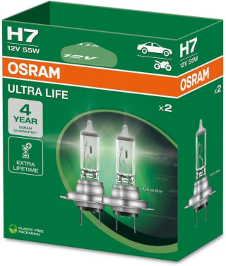 OSRAM Ultra Life H7 halogeenkoplampen (2 stuks) voor €8,23 bij Amazon