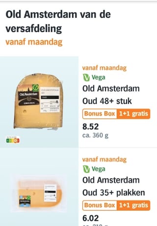 1+1 gratis op Old Amsterdam bij de AH