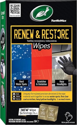 Turtle Wax Toallitas Restauradoras Renew & Restore (paquete de 8) por $150 en Amazon