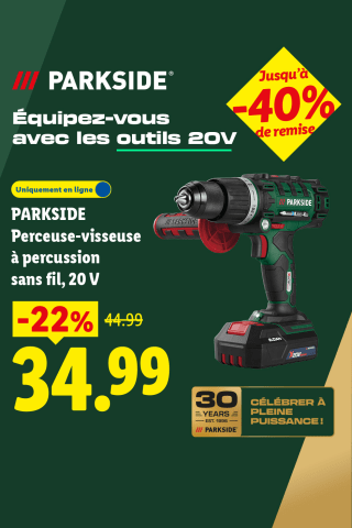 -40% sur une sélection d'outils Parkside 20V chez Lidl