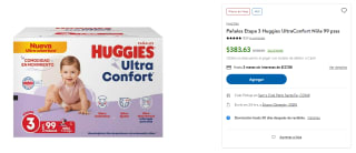 Pañales Huggies UltraConfort 99 pzas Etapa 3 por $384 | Sam's Club