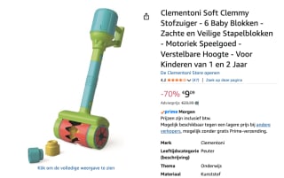 Clementoni Soft Clemmy Stofzuiger met 6 Blokken voor €9,09 bij Amazon