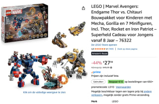 LEGO Marvel Avengers Endgame Thor vs. Chitauri voor €27,99 bij Amazon