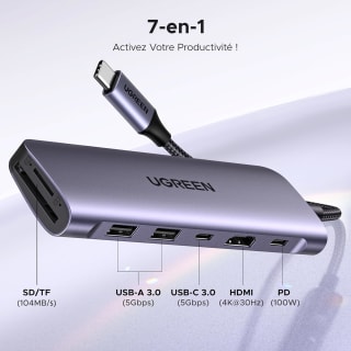 UGREEN Revodok 1071 Hub USB C 7 en 1 pour 18,04€ chez Amazon