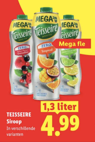 Teisseire siroop 1,3 L voor €4,99 bij Lidl