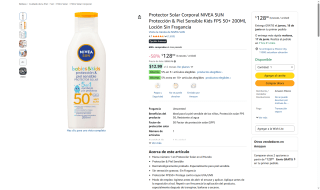 Protector Solar NIVEA SUN FPS 50+ por $128 | Oferta Amazon