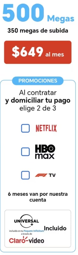 Internet 500 MB + Apps Gratis por $649 | Telmex