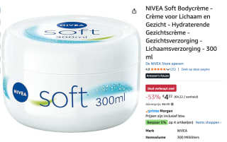 NIVEA Soft Hydraterende Creme Pot 300 ml voor €4,22 bij Amazon