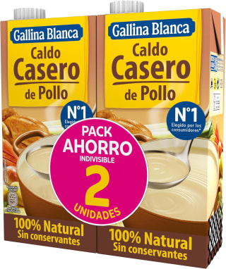 Pack 4 Briks GALLINA BLANCA Caldo Casero de Pollo 100% Natural 1 l por 5.44€