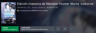 Edición maestra de Monster Hunter World: Iceborne por $259 | Xbox Store