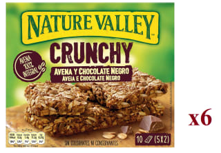 6 x Nature Valley Crunchy, Barritas de Avena 100% Integral y Chocolate Negro a 9.58€