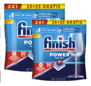 100 pastillas Finish Power All in 1 lavavajillas por 12€