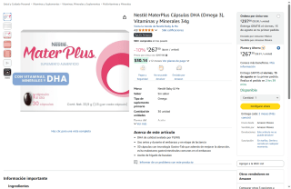 Nestlé MaterPlus Cápsulas DHA por $267 | Oferta Amazon