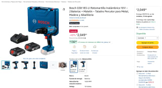 Bosch GSB 183‑LI rotomartillo 18 V (2 baterías) por $2,049 en Amazon