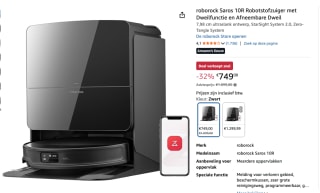 roborock Saros 10R Robotstofzuiger met Dweilfunctie voor €749 bij Amazon