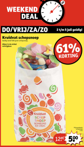 61% korting op schep snoep bij kruidvat