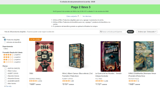 Paga 2 y llévate 3 libros en Amazon