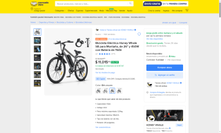 Bicicleta Eléctrica Honey Whale S8 26" por $8,538 | Mercado Libre (Santander MSI)